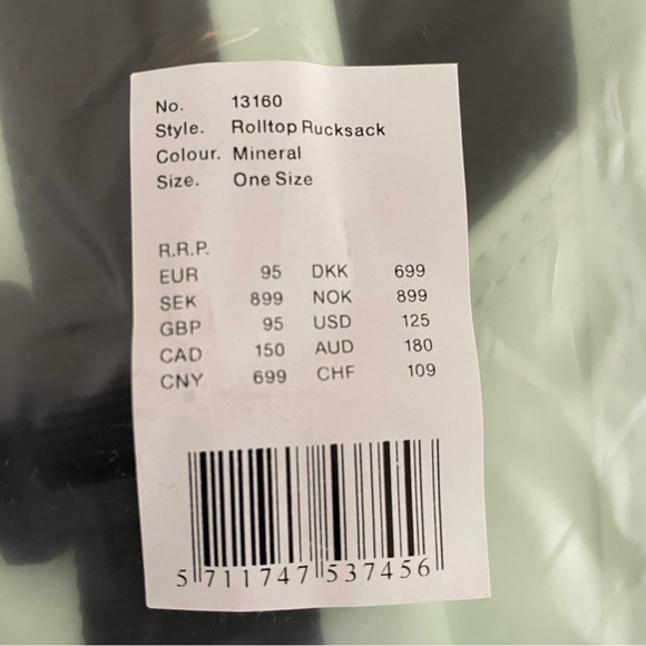 NWT Rains Rolltop Rucksack Zip-Detailed Backpack Mineral Color Waterproof - Picture 10 of 13